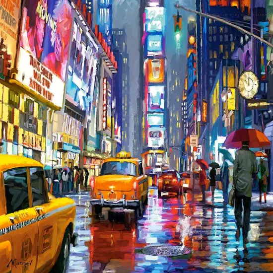 1000 Piece Jigsaw Puzzle, Times Square, NY, New York, New York City Art, USA, yellow cab, Adult Puzzle, Castorland C-103911-2 {2}