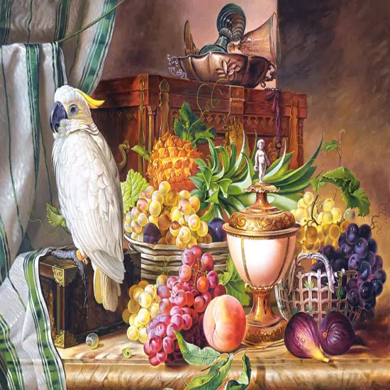 3000 Piece Jigsaw Puzzles, Still Life With Fruit and a Cockatoo, Josef Schuster, Adult Puzzles, Castorland C-300143-2 {2}