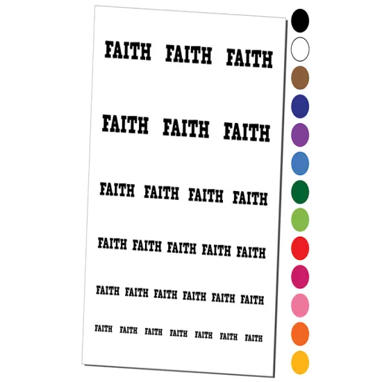 Faith Fun Text Temporary Tattoo Water Resistant Fake Body Art Set Collection Orange {1}
