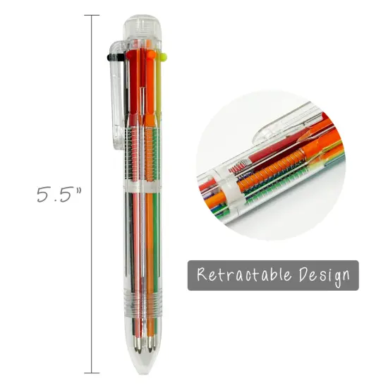 Wrapables Multi-Color 6-in-1 Retractable Ballpoint Pens for Home, Office, Stationery (Set of 8) Pastel {8}
