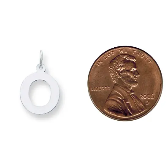 Sterling Silver Medium Block Initial Letter O Charm Jewerly 19mm x 12mm {2}