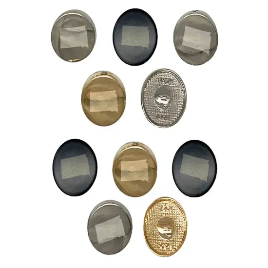 South Dakota State Silhouette 0.6" (15mm) Round Metal Shank Buttons for Sewing - Set of 10 Gold Color {1}
