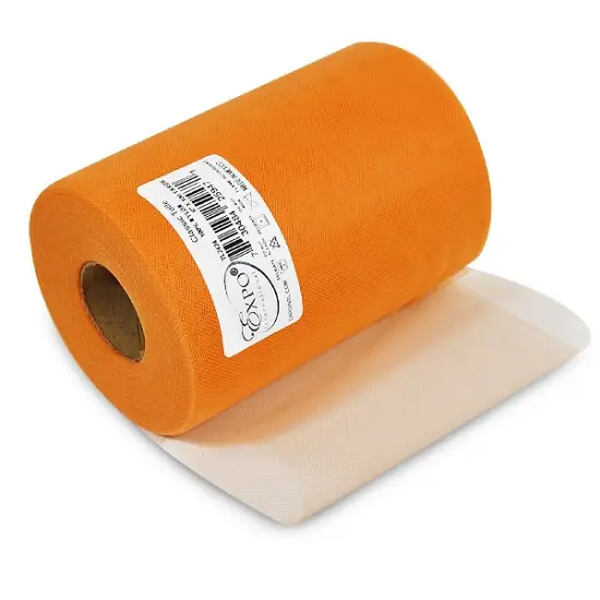 Premium Matte Tulle Spool of 6-inch X 100 Yards Orange {1}
