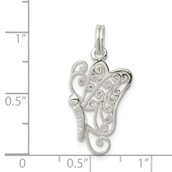Sterling Silver Butterfly Charm Jewelry Pendant 29mm x 15mm {2}