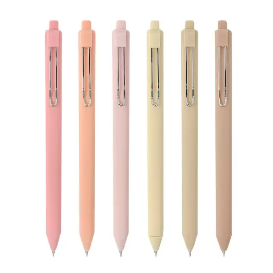 Wrapables Retractable Black Ink Gel Pens, 0.5mm Fine Point, Stationery Supplies for Home and Office (Set of 6) Green {7}