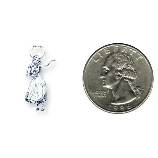 Sterling Silver Hula Dancer Charm Pendant Hawaii {2}