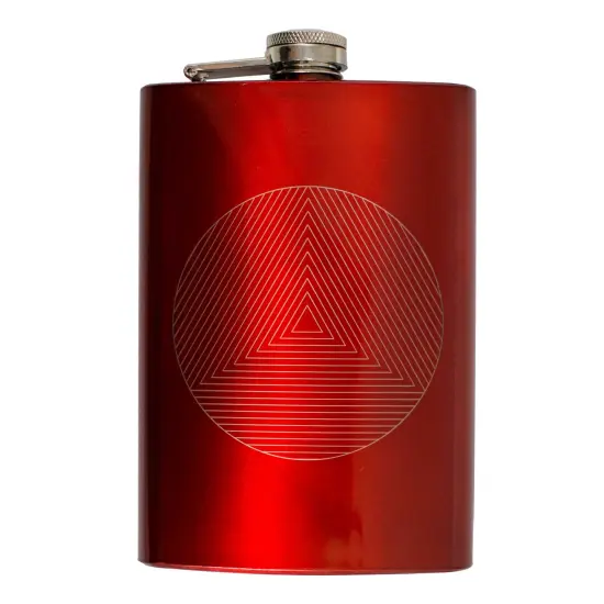 8oz RED Circle Triangle Design Flask {1}