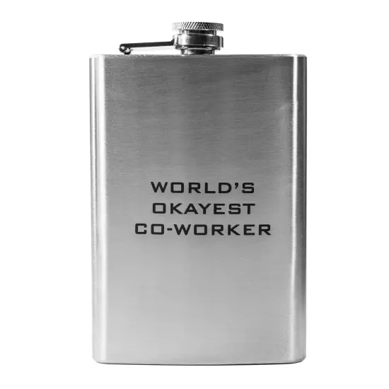 8oz World's Okayest Co-Worker Stainless Steel Flask {3}