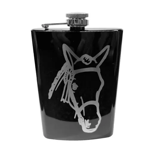 8oz Horse BLACK Flask {1}