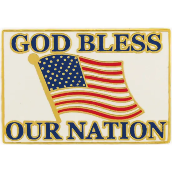 American Flag God Bless Our Nation Pin 1" {1}