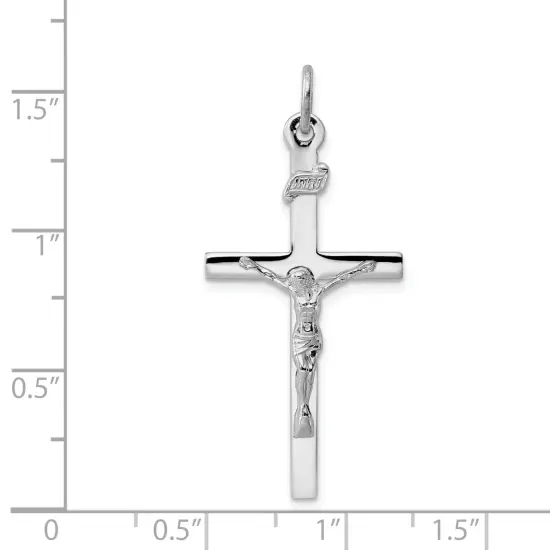 Sterling Silver INRI Crucifix Charm Jewelry Pendant 39mm x 18mm {4}
