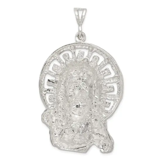 Sterling Silver Jesus Pendant Religious Jewelry 64mm x 37mm {4}