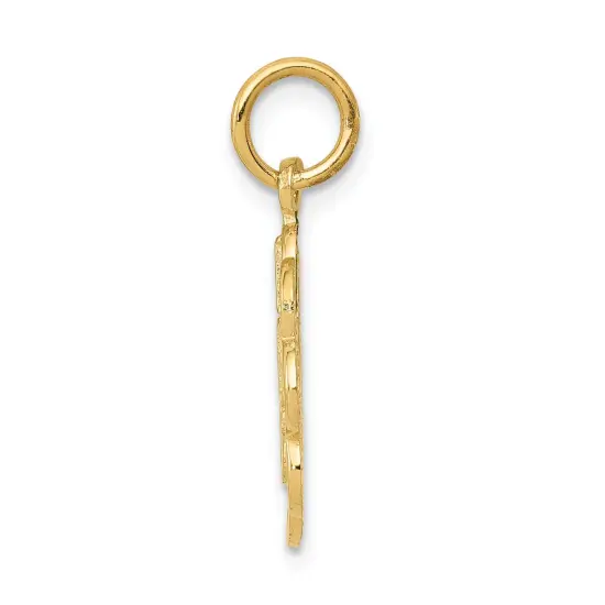 14K Yellow Gold I Love Cats Charm Kitty Cat Pendant Jewerly 22mm x 14mm {3}