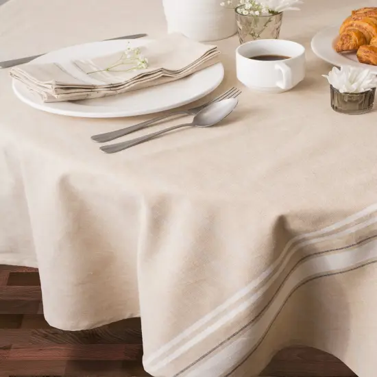DII White French Stripe Tablecloth 70 Round {2}