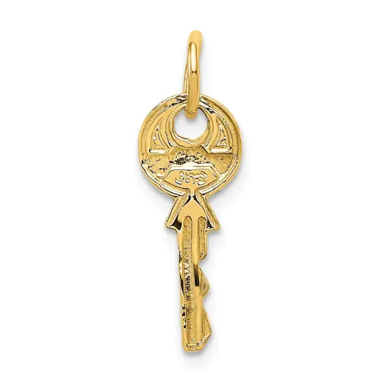 14K Yellow Gold Key Charm Necklace Jewelry Pendant 20mm x 8mm {1}