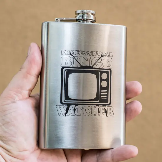 8oz Professional Binge Watcher Stainless Steel Flask {2}