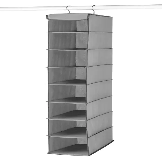 Whitmor Hanging Shoe Shelves - 8 Section - Closet Organizer - Grey {1}
