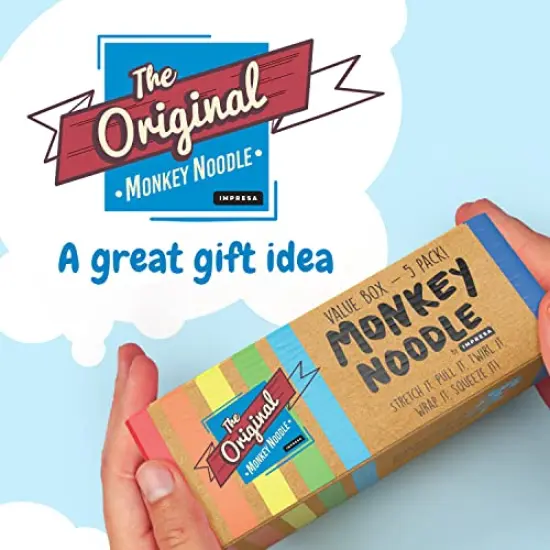 5-Pack Original Stretchy Fidget Sensory Toys Monkey Noodles for Kids and Adults Stretches from 12 Inches to 8 Feet BPA, Phthalate, and Latex-Free {3}