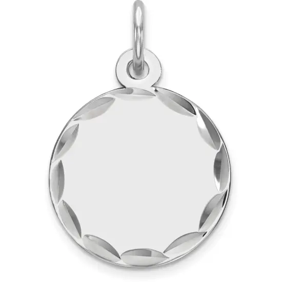 Sterling Silver Disc Round Charm Jewerly 16mm x 13mm {1}