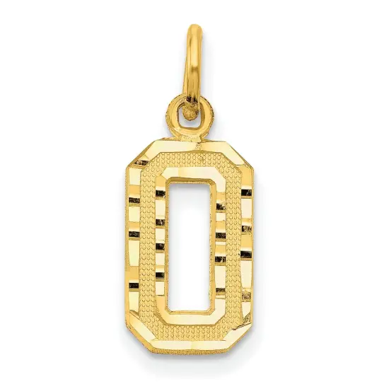 14K Gold Small Number 0 Charm Pendant FindingKing Jewerly 20mm x 7mm {1}