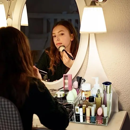 Clear Makeup Organizer with Drawers, Bathroom Countertop Organizer and Storage, Ideal for Dorm Room Desk Dresser Vanity, Great for Cosmetics, Toiletries, Skincare, Brush, Nail Supplies {3}