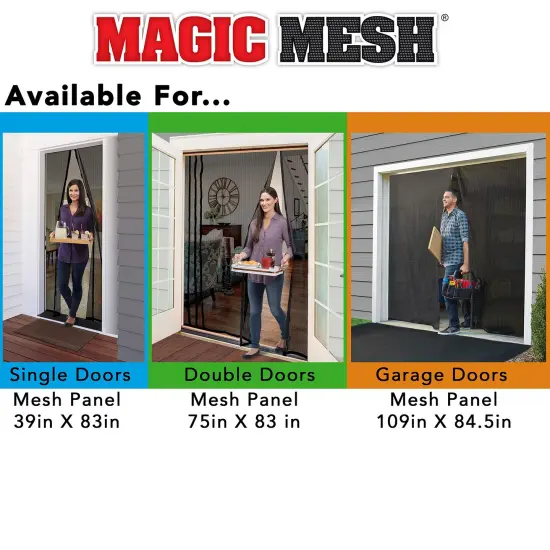 Magic Mesh Garage- Hands Free Magnetic Screen Door, Fits Single Garage Doors- 8 & 9 Foot {6}