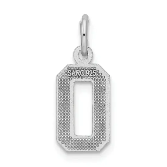 Sterling Silver Small #0 Charm Number Pendant Jewelry 20mm x 7mm {5}