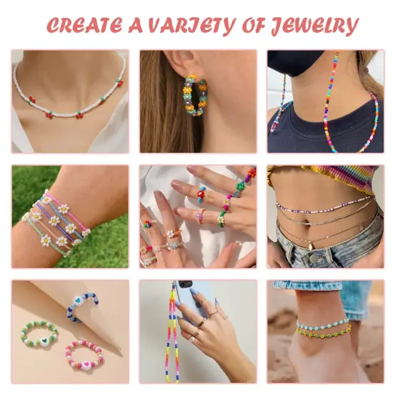 48000 Pieces 2mm Glass Seed Beads for Jewelry Making Kit, 96 Colors Small Bracelet Beads with Pendant Charms Kit and Letter Beads for Bracelets Necklace Ring Making, DIY, Art and Craft {5}