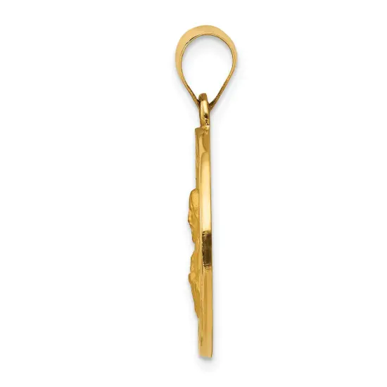 14K Yellow Gold Sacred Heart of Jesus Medal Pendant Jewerly 22.8mm x 16.2mm {2}