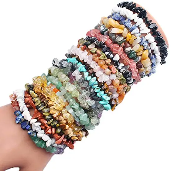 400 PiecesNatural Chip Stone Beads Multicolor 5-8mm Irregular Gemstones Healing Crystal Loose Rocks Bead Hole Drilled DIY for Bracelet Jewelry Making Crafting (5-8mm, Multicolor) {1}
