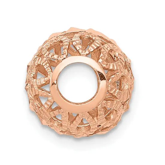 14K Rose Gold Filigree Ball Chain Slide FindingKing {3}
