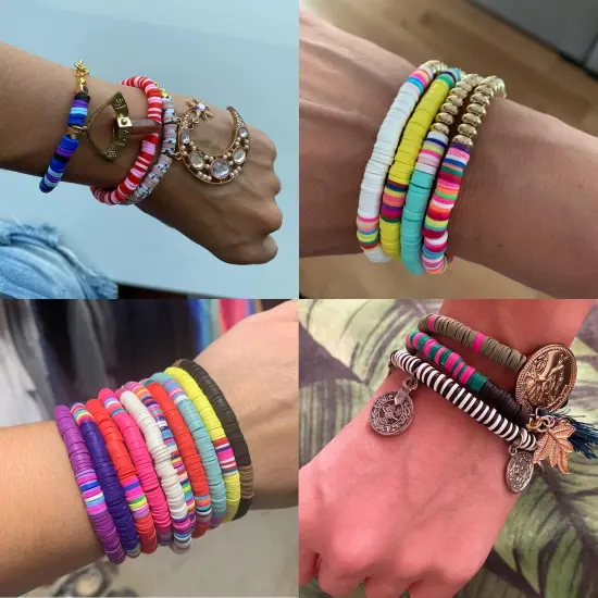 6000 Pieces 24 Colors 6mm Polymer Clay Beads,Bracelet Making Kit,Preppy Flat Spacer Heishi Beads for Jewelry Making with Smiley Face Beads Letter Beads Pendant Charms kit,Gifts/DIY {6}