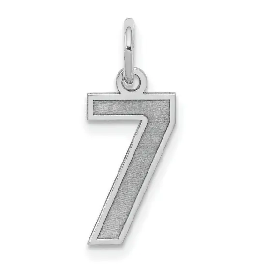 Sterling Silver Small Satin Number 7 Charm Pendant {1}