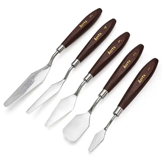 5 Pieces Painting Knives Stainless Steel Spatula Palette Knife Oil Painting Accessories Color Mixing Set for Oil, Canvas, Acrylic Painting Lightwish {2}