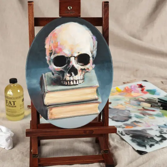 Paramount Cotton Oval Canvas, Box of 6 - Medium Texture, 11/16" Thick, 9 oz. Double Primed, Acid-Free, Non-Ghosting Raised Edge Stretcher Frame, Smooth Edge Oval Canvases for Painting {7}