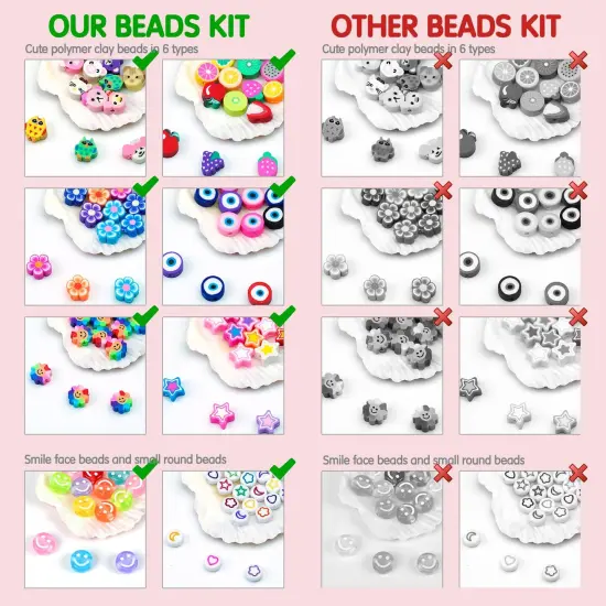 Bracelet Making Kit, Beads for Bracelets Making Pony Beads Polymer Clay Beads Smile Face Beads Letter Beads for Jewelry Making, DIY Arts and Crafts Gifts for Girls Age 6 7 8 9 10-12 {4}