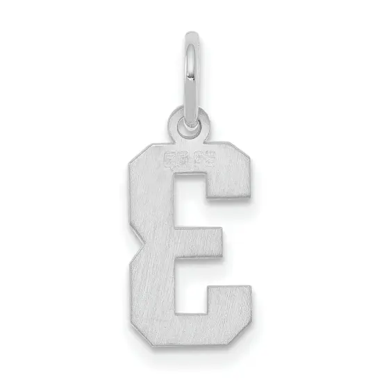 Sterling Silver Small Polished Number 3 Charm Pendant {3}