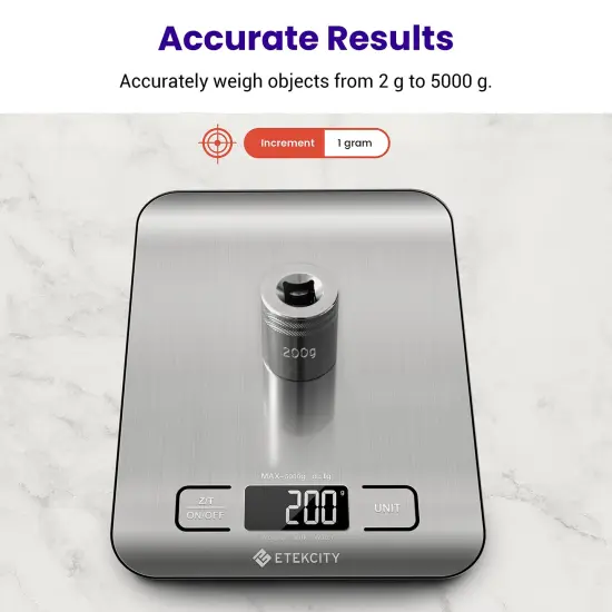 Food Kitchen Scale, Digital Grams and Ounces for Weight Loss, Baking, Cooking, Keto and Meal Prep, LCD Display, Medium, 304 Stainless Steel {2}