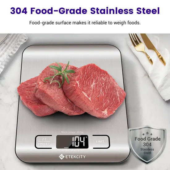 Food Kitchen Scale, Digital Grams and Ounces for Weight Loss, Baking, Cooking, Keto and Meal Prep, LCD Display, Medium, 304 Stainless Steel {6}