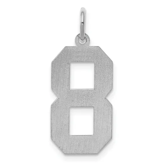 Sterling Silver Large Satin Number 8 Charm Pendant Jewerly 25mm x 11mm {3}