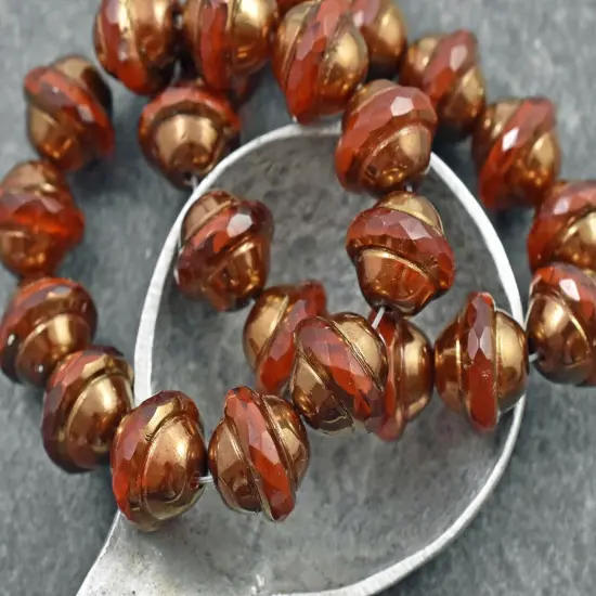Bronze Washed Pumpkin Orange Saturn Beads {5}