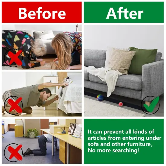 32.8 Feet Under Sofa Toy Blocker,Adjustable Gap Bumper,Sectional Connectors for Sliding Sofas,Bumper Guard for Avoid Things Sliding Under Couch & Furniture(Include 19.6" Adhesive Mounting Strap) {4}