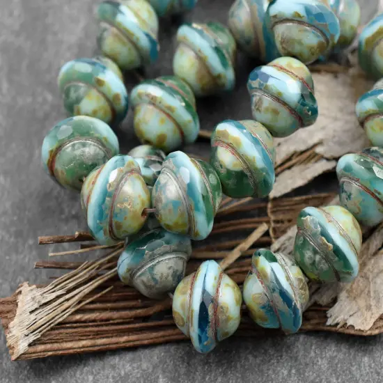Blended Aqua Turquoise Picasso Saturn Beads {1}