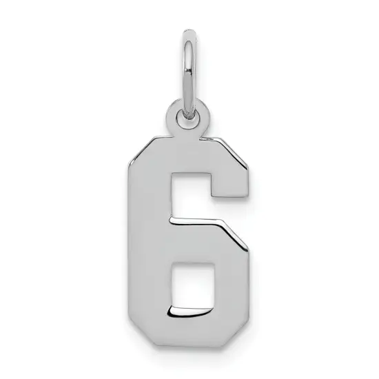 Sterling Silver Small Polished Number 6 Charm Pendant {1}