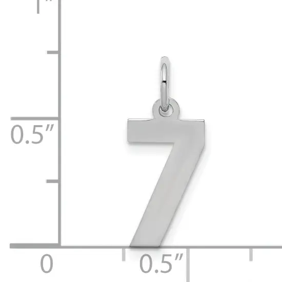 Sterling Silver Small Polished Number 7 Charm Pendant Jewerly 20mm x 4mm {5}