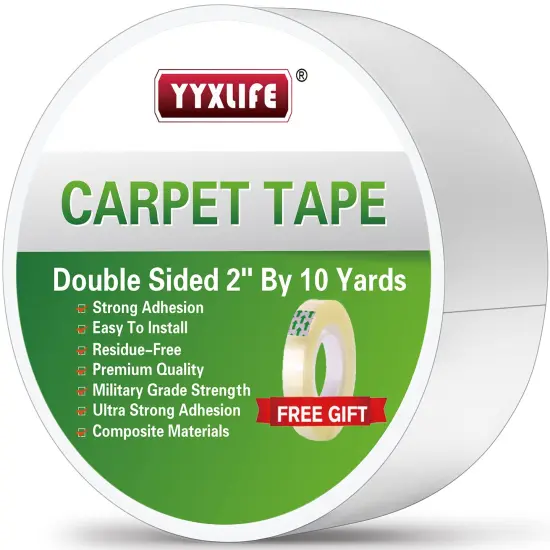 Double Sided Carpet Tape for Area Rugs Carpet Adhesive Removable Multi-Purpose Rug Tape Cloth for Hardwood Floors, Outdoor Rugs,2 Inch x 10 Yards, White {2}