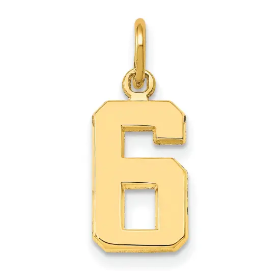 14K Gold Small Polished Number 6 Charm Pendant Jewelry 20mm x 7mm {1}