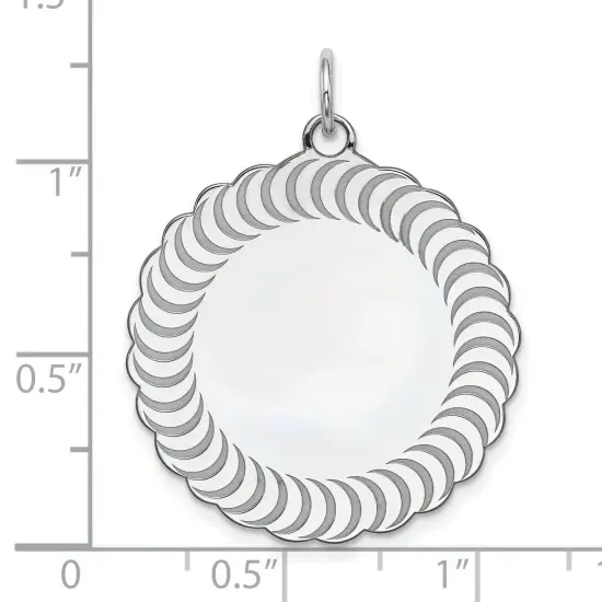 Sterling Silver Scalloped Round Charm Jewerly 28mm x 26mm {2}