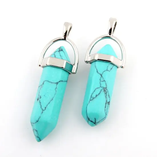 Mutilcolor 50pcs Gemstone Bullet Meditation Healing Pointed Chakra Crystal Stone Random Color Pendants for Necklace Jewelry Making {5}