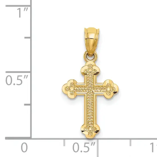 14K Yellow Gold Textured Cross Pendant Charm Jewelry 22mm x 11mm {5}